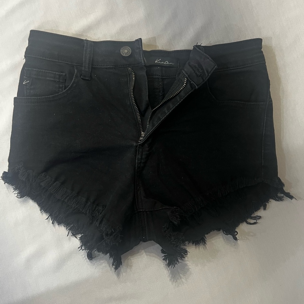 KanCan Black Frayed Jean Shorts